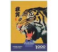 Rompecabezas De 1000 Piezas para Adultos Roaring Tiger with Japanese Text Rompecabezas para Adolescentes Juego Familiar Desafío Difícil Gran Regalo para Jugar 38x26cm/1000pcs