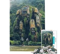 Rompecabezas de 1000 Piezas para Adultos Robot Gigante en la Jungla Rompecabezas para Adultos Juegos Familiares Vacaciones en casa para Pasar el Tiempo difícil y desafiante (tamaño 38x26cm)