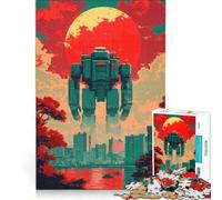 Rompecabezas de 1000 Piezas para Adultos Robot Gigante, Paisaje Urbano, Juegos Divertidos, Entrena tu Cerebro y Tus Manos, Toda la Familia 38x26cm