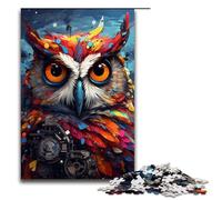 Rompecabezas de 1000 Piezas para Adultos Robot Owl de Splatters Lots of Thick Coloured Clouds Juego práctico 75 x 50 cm