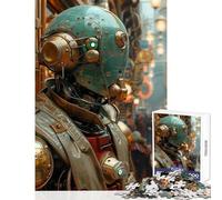 Rompecabezas de 1000 Piezas para Adultos Robot Steampunk en la Ciudad Juguetes antiestrés Regalo de cumpleaños Juego de ingenio Mejora el Amor Entre Parejas tamaño 50x75cm