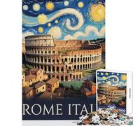 Rompecabezas de 1000 Piezas para Adultos Roma Italia Coliseo Estilo Van Gogh Juego Imposible desafío difícil Juguetes para armar Fortalece el Amor Entre Parejas (50x75cm)