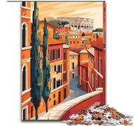Rompecabezas de 1000 Piezas para Adultos, Roma, Italia, Juguetes Minimalistas de Entretenimiento Familiar con póster y Hoja de Trivia a Juego (50x75cm) 1000 Piezas