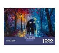 Rompecabezas De 1000 Piezas para Adultos Romantic Rainy Night Walk Rompecabezas para Adolescentes Juego Práctico Desafío Difícil Regalo De Cumpleaños, Regalos, 38x26cm/1000pcs