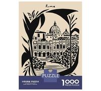 Rompecabezas De 1000 Piezas para Adultos Rome Cityscape with Floral Frame Rompecabezas para Adultos Juego De Ingenio Desafío Educativo Difícil 52x38cm/1000pcs