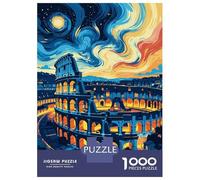 Rompecabezas De 1000 Piezas para Adultos Rome Italy Colosseum Night Art Rompecabezas para Adultos Juguete Decoración De Pared Desafío Difícil Diversión Actividades En Casa, 70x50cm/1000pcs