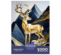 Rompecabezas De 1000 Piezas para Adultos Rompecabezas Abstract Gold Deer Rompecabezas para Adultos Juegos Relajantes Análisis Y Lógica Diversión En Casa Actividades, 70x50cm/1000pcs