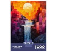 Rompecabezas De 1000 Piezas Para Adultos Rompecabezas Abstract Waterfall Landscape with Geometric Style Rompecabezas Para Adultos Juego De Ingenio Decoración Del Hogar Juego Desafiante Regalos 38x26cm