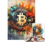 Rompecabezas de 1000 Piezas para Adultos Rompecabezas Abstracto de Bitcoin Juego Divertido para Adultos Que estimula el análisis y la lógica Difícil y desafiante (Tamaño 38x26cm)