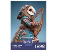 Rompecabezas De 1000 Piezas para Adultos Rompecabezas Anthropomorphic Owl Playing Harp in Knitted Outfit Rompecabezas para Adultos Juegos Divertidos Desafío Difícil Cumpleaños 70x