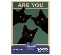 Rompecabezas De 1000 Piezas para Adultos Rompecabezas Are You Pooping Black Cats Poster Rompecabezas Juegos Relajantes Ensamblaje De Patrones Diversión En Casa Actividades, 38x26cm/1000pcs