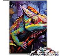 Rompecabezas de 1000 Piezas para Adultos, Rompecabezas Art Chameleon, tamaño 26x38cm, un desafiante Rompecabezas para Adolescentes, diversión para la Noche de Juegos en Familia.