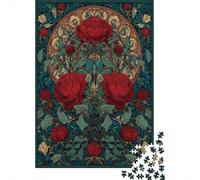 Rompecabezas De 1000 Piezas para Adultos Rompecabezas Art Nouveau Floral Poster Rompecabezas para Adultos Juegos Divertidos Arte De Pared Diversión En Casa Actividades, 38x26cm/1000pcs