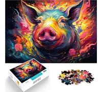 Rompecabezas de 1000 piezas para adultos rompecabezas arte de cerdo fantástico colorido rompecabezas difícil 26 x 38 cm es ideal como regalo para toda la familia