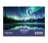 Rompecabezas De 1000 Piezas para Adultos Rompecabezas Aurora Borealis Over Mountain Lake Rompecabezas para Adultos Juego De Ingenio Decoración del Hogar Juego Desafiante Regalos 38x26cm/1000pcs