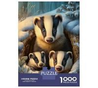 Rompecabezas De 1000 Piezas para Adultos Rompecabezas Badger Family in Winter Burrow Rompecabezas para Adultos Juego De Ingenio Decoración del Hogar Juego Desafiante Regalos 70x50cm/1000pcs