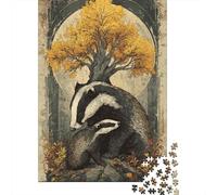 Rompecabezas De 1000 Piezas para Adultos Rompecabezas Badger Family with Autumn Tree Rompecabezas para Adultos Juegos Divertidos Arte De Pared Diversión En Casa Actividades, 38x26cm/1000pcs