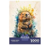 Rompecabezas De 1000 Piezas para Adultos Rompecabezas Beaver Watercolor Sketch Rompecabezas para Adultos Juegos Divertidos Arte De Pared Diversión En Casa Actividades, 70x50cm/1000pcs