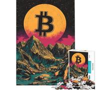 Rompecabezas de 1000 Piezas para Adultos Rompecabezas Bitcoin símbolo Vintage Rompecabezas para Adolescentes Juegos Divertidos patrón de ensamblaje cumpleaños y Navidad (38x52cm)