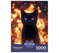 Rompecabezas De 1000 Piezas para Adultos Rompecabezas Black Cat in Fire Rompecabezas para Adultos Juegos Divertidos Desafío Difícil Cumpleaños 38x26cm/1000pcs