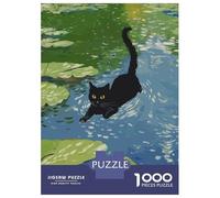 Rompecabezas De 1000 Piezas para Adultos Rompecabezas Black Cat Swimming Rompecabezas para Adultos Juguetes Antiestrés Mejora La Memoria Diversión En Casa Actividades, 38x26cm/1000pcs