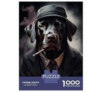 Rompecabezas De 1000 Piezas para Adultos Rompecabezas Black Labrador Gangster Rompecabezas para Adultos Juegos Relajantes Mejora La Memoria Juego Desafiante Regalos 38x26cm/1000pcs