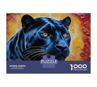 Rompecabezas De 1000 Piezas Para Adultos Rompecabezas Black Panther Portrait with Floral Background Rompecabezas Juegos Relajantes Ensamblaje De Patrones Diversión En Casa Actividades, 52x38cm/1000pcs