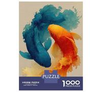 Rompecabezas De 1000 Piezas para Adultos Rompecabezas Blue and Orange Koi Fish Illustration para Adultos Juego Práctico Análisis Y Lógica Juego Desafiante Regalos 52x38cm/1000pcs
