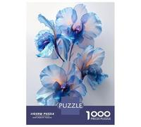Rompecabezas De 1000 Piezas para Adultos Rompecabezas Blue Iris Floral Rompecabezas para Adultos Juegos Divertidos Arte De Pared Diversión En Casa Actividades, 52x38cm/1000pcs