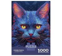 Rompecabezas De 1000 Piezas para Adultos Rompecabezas Blue Neon Cat Closeup Rompecabezas para Adultos Juego De Ingenio Decoración del Hogar Juego Desafiante Regalos 70x50cm/1000pcs