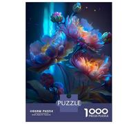 Rompecabezas De 1000 Piezas para Adultos Rompecabezas Blue Night Flower Rompecabezas Juegos Relajantes Ensamblaje De Patrones Diversión En Casa Actividades, 52x38cm/1000pcs