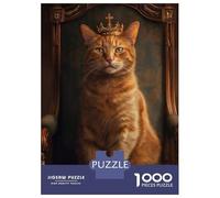 Rompecabezas De 1000 Piezas para Adultos Rompecabezas Bossy Cat Throne Crown Rompecabezas para Adultos Juegos Relajantes Mejora La Memoria Juego Desafiante Regalos 70x50cm/1000pcs