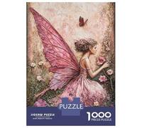 Rompecabezas De 1000 Piezas para Adultos Rompecabezas Butterfly Pink Fairy in A Flower Garden Rompecabezas Juegos Relajantes Alivia El Estrés Actividades Divertidas En Casa 70x50cm/1000pcs