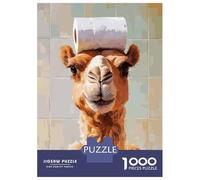 Rompecabezas De 1000 Piezas para Adultos Rompecabezas Camel with Toilet Paper on Head Rompecabezas para Adultos Juegos Divertidos Desafío Difícil Cumpleaños 52x38cm/1000pcs