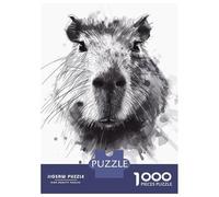 Rompecabezas De 1000 Piezas para Adultos Rompecabezas Capybara Black Watercolor Rompecabezas para Adultos Juegos Relajantes Mejora La Memoria Juego Desafiante Regalos 52x38cm/1000pcs