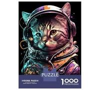 Rompecabezas De 1000 Piezas para Adultos Rompecabezas Cat As An Astronaut Rompecabezas Juegos Relajantes Ensamblaje De Patrones Diversión En Casa Actividades, 70x50cm/1000pcs