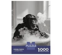Rompecabezas De 1000 Piezas para Adultos Rompecabezas Chimpanzee Smoking in Bathtub Rompecabezas para Adultos Juegos Divertidos Arte De Pared Diversión En Casa Actividades, 38x26cm/1000pcs