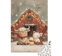 Rompecabezas De 1000 Piezas para Adultos Rompecabezas Christmas Barn with Animals Rompecabezas para Adultos Juegos Divertidos Arte De Pared Diversión En Casa Actividades, 38x26cm/1000pcs
