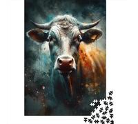 Rompecabezas De 1000 Piezas para Adultos Rompecabezas Colorful Bull Portrait Rompecabezas para Adultos Juegos Divertidos Arte De Pared Diversión En Casa Actividades, 38x26cm/1000pcs