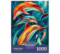 Rompecabezas De 1000 Piezas para Adultos Rompecabezas Colorful Dolphins Swimming in Blue Water Rompecabezas Juegos Relajantes Alivia El Estrés Actividades Divertidas En Casa 38x26cm/1000pcs