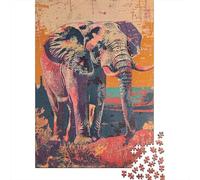 Rompecabezas De 1000 Piezas para Adultos Rompecabezas Colorful Elephant Art Print-1 Rompecabezas para Adultos Juguetes Antiestrés Mejora La Memoria Diversión En Casa Actividades, 52x38cm/1000pcs