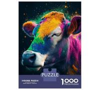 Rompecabezas De 1000 Piezas para Adultos Rompecabezas Colorful Powdered Cow Rompecabezas para Adultos Juegos Divertidos Desafío Difícil Cumpleaños 38x26cm/1000pcs