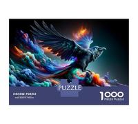 Rompecabezas De 1000 Piezas para Adultos Rompecabezas Colorful Raven Art Print Rompecabezas para Adultos Juegos Divertidos Arte De Pared Diversión En Casa Actividades, 52x38cm/1000pcs