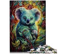 Rompecabezas de 1000 piezas para adultos, rompecabezas colorido de koala, obra de arte para aliviar el estrés, desafío difícil, 14.95 x 20.47 pulgadas para adolescentes a partir de 14 años