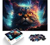 Rompecabezas de 1000 piezas para adultos, rompecabezas colorido planeta gato, decoración de pared, regalos secretos de Papá Noel, 14.95 x 20.47 pulgadas para niños de 14 años