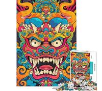 Rompecabezas de 1000 Piezas para Adultos Rompecabezas Coloridos con máscara de Demonio japonés Oni Juguetes DIY para Adultos Actividades Divertidas para aliviar el estrés en casa (tamaño 50x75cm)