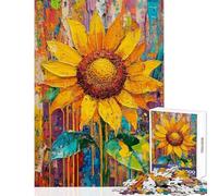 Rompecabezas de 1000 Piezas para Adultos Rompecabezas con diseño de Girasol Vibrante Juego de ingenio para Adultos Mejora la Memoria Actividades Divertidas para Hacer en casa (tamaño 38x26cm)