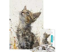 Rompecabezas de 1000 piezas para adultos Rompecabezas con la mirada de un gatito hacia arriba Juegos relajantes para adultos Carrera de velocidad manual Gran regalo para los amantes de los videojuegos