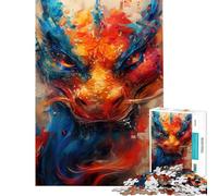 Rompecabezas de 1000 Piezas para Adultos Rompecabezas con Retratos de Dragones Vibrantes para Adultos Juegos relajantes Una Obra de Arte Difícil y desafiante (Tamaño 50x75cm)