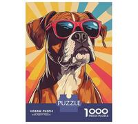 Rompecabezas De 1000 Piezas para Adultos Rompecabezas Cool Boxer Dog with Sunglasses Rompecabezas para Adultos Juego Familiar Alivia El Estrés Juego Desafiante Regalos 52x38cm/1000pcs